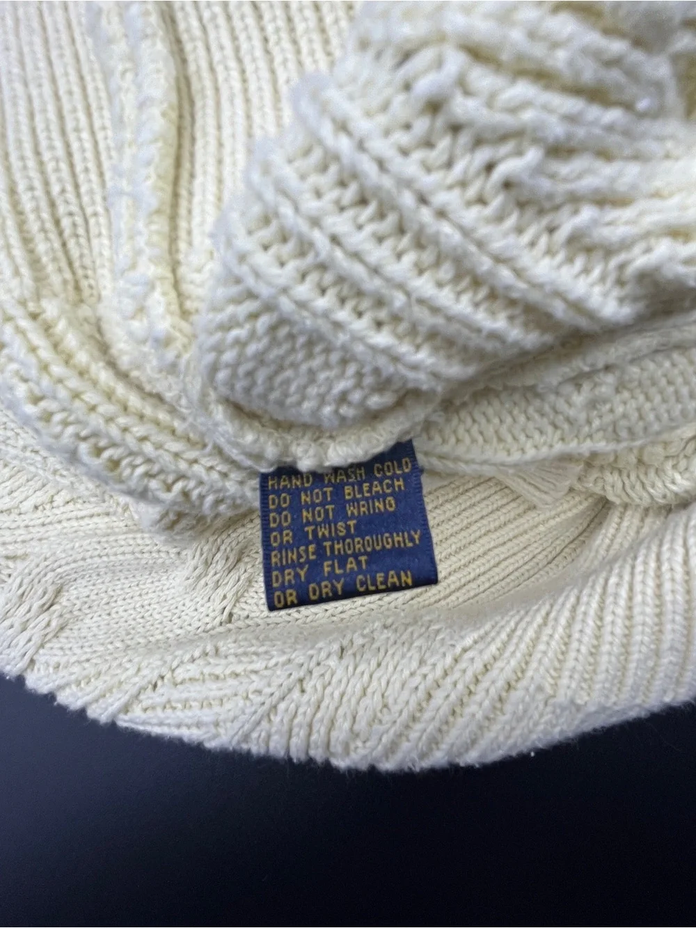 Brooks Brothers Vintage Cream V-Neck Cable Knit Sweater